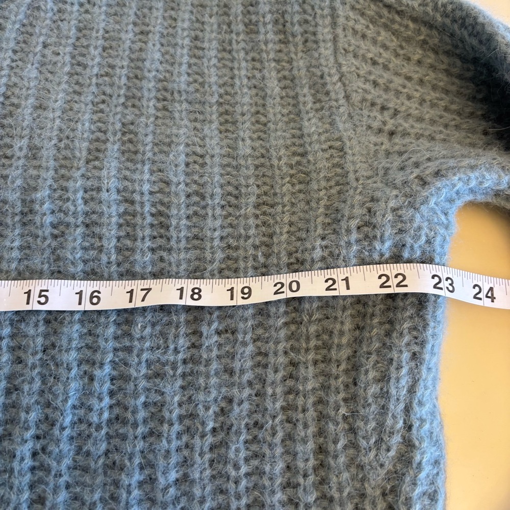 Sezane Josepha Sweater Wool Alpaca Mock Neck Chunky Knit Ribbed Frosted Blue XS - Picture 9 of 13